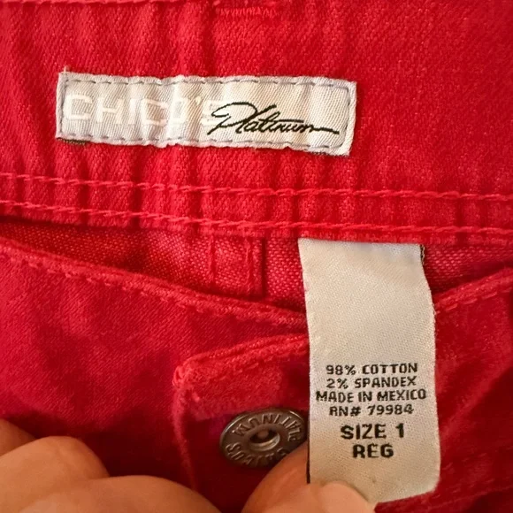 Chico’s Platinum EUC Women's High Rise Red Bootcut Jeans - Picture 4 of 5